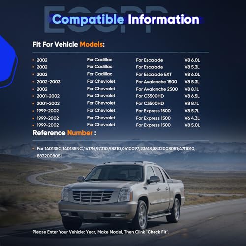 Image of ECCPP AC Compressor 2002-2004 Fit for Chevrolet Silverado 2500 3500 for GMC Sierra 2500 3500 AC Compressor with Clutch Rapid Cooling