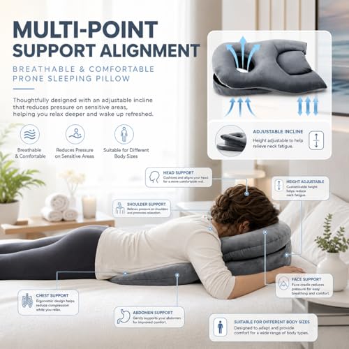 Coussin de positionnement face vers le bas avec trou pour la tête et support ergonomique lit - 6