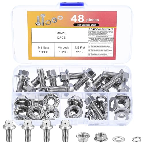 48 Stück M8 Sechskantschrauben Muttern Set, Edelstahl Flansch Schrauben und Muttern Set, Flanschschrauben Sechskant Schrauben mit Muttern mit Unterlegscheiben & Federringe Assortment Set 48 Stück M8 Sechskantschrauben Muttern Set, Edelstahl Flansch Schrauben und Muttern Set, Flanschschrauben Sechskant Schrauben mit Muttern mit Unterlegscheiben & Federringe Assortment Set