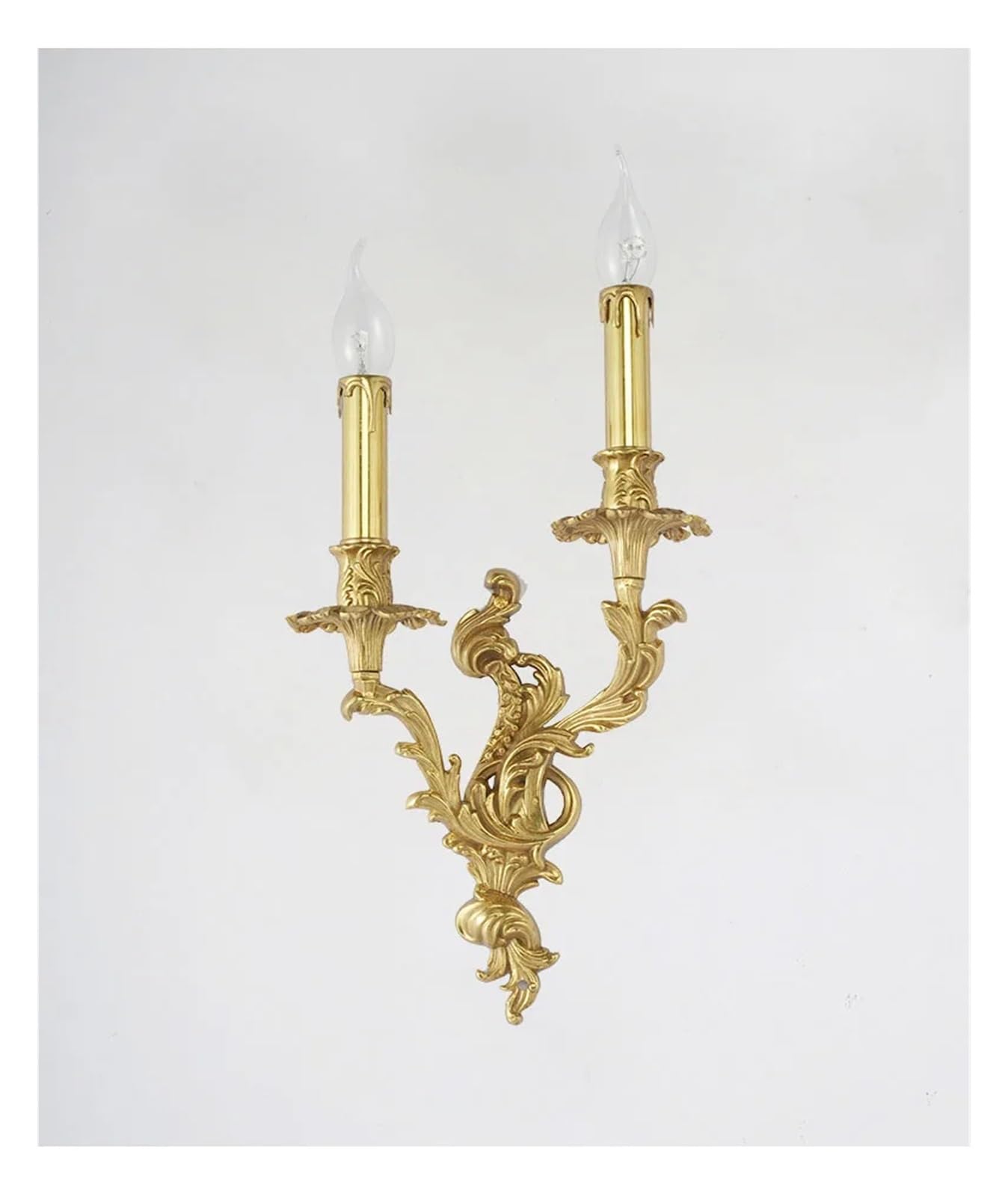 ASerZenith Luxury French Retro Copper Candle Wall Lamp Living Room Dining Room Bedroom Bedside Light Aisle Atmospheric Villa Lighting(2 Colors Changeable-2 Bulbs)