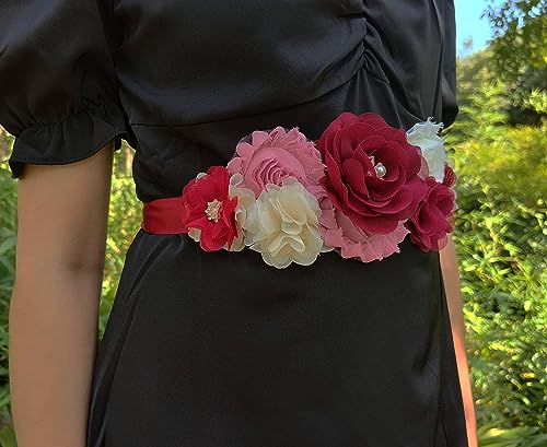 Wedding Bride Belt Floral Sash Belts for Maternity Dresses Floral Belt Sash Girls Women Baby Shower3