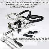 Equinez Tools Equine Dental Kit Set – McPherson Full Mouth Speculum Horse Mouth Gag with Leather Straps, Stainless Steel Dental Float Set – Veterinary Horse Dentistry Tools