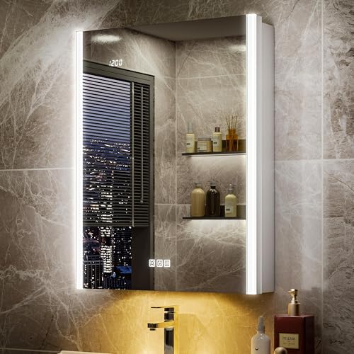 QueenFun Lighted Medicine Cabinet Mirror with Lights & Smart Night