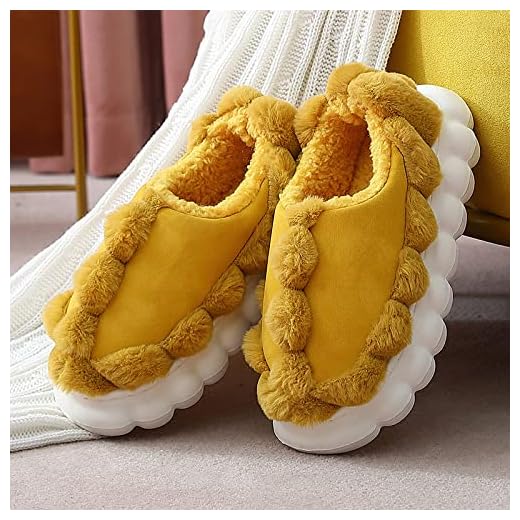 House Slippers Womens Mens Slippers Anti-Skid,Women Winter Slippers Furry Warm Home, Bag Heel Indoor Soft Non-Slip Female Shoes Couple Footwear yellow EU 39-40