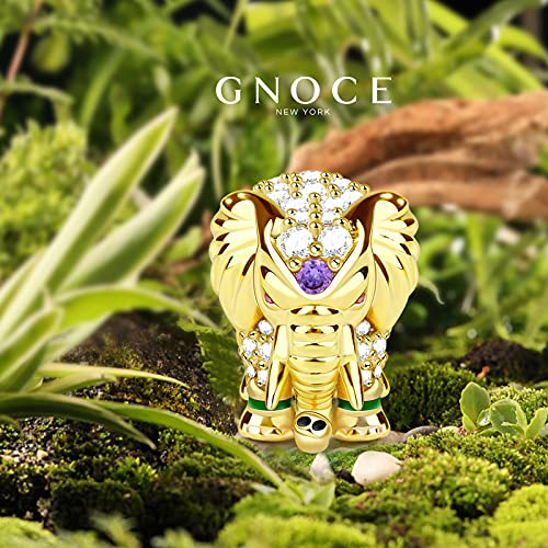 Gnoce "Lucky Elephant Thai Elephant Charm 18K Gold Plated With Cz Colorful Opal Rhinestone Plating Colorful Enamel Animal Bead 925 Sterling Silver Pendant Fit For All Bracelet For Women Girls #TOP1