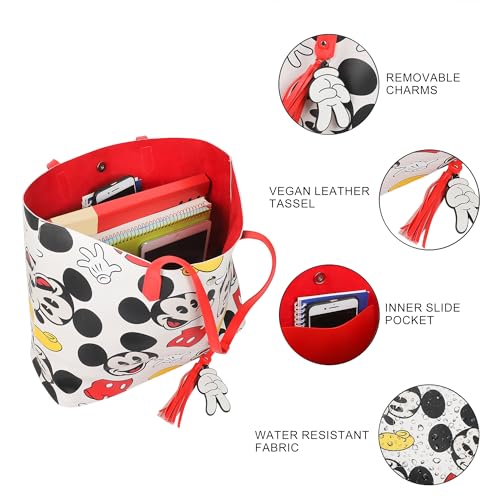 Disney Mickey Mouse Face Shoes & Shorts All-Over Print White 20" Tote Bag3