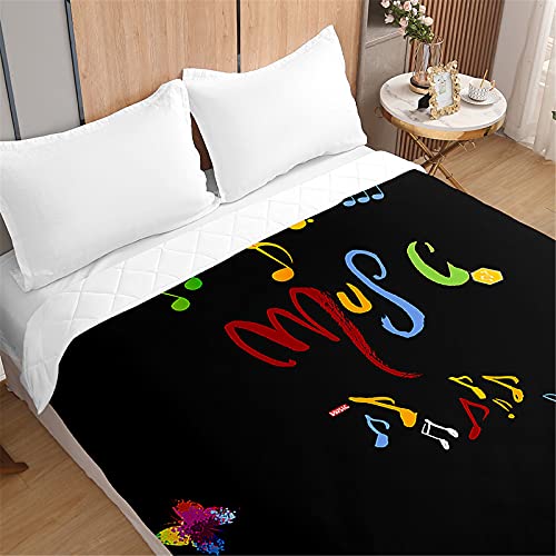 Oduo Piano Colcha de Verano Colcha Bouti Colcha Acolchada para Cama Suave y Cómoda - Moderna Edredón Fresca Lavable para Individual Matrimonio Infantil (Pintura Nota Musical,180x220cm)