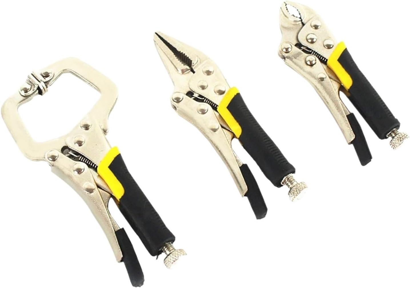 Vise Grip Pliers 3pcs/set Plier 4'' Wood Face Clamp Vice Grip Kit Complete Locking C Type Clip Straight Needle Pliers Self