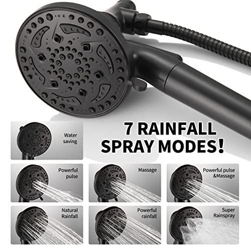 Cobbe Shower Faucet Set With Valve, Shower Trim Kit With 7-Spray Filtered Shower Head With Handheld, Black Shower Head And Handle Set, Stainless Steel Hose, Matte Black (Valve Included) #TOP1