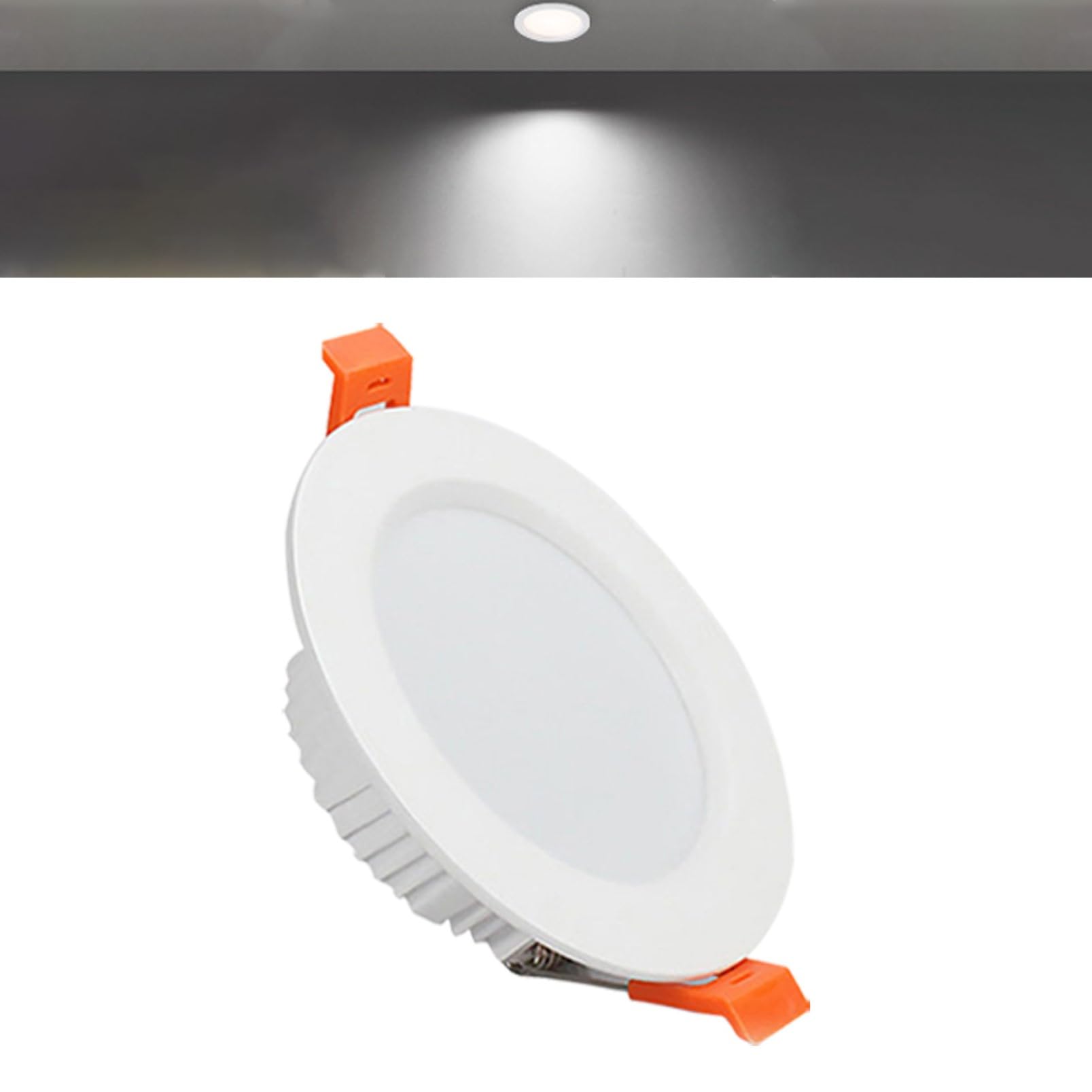TTiiLoe 9W Round LED Recessed Ceiling Spotlights, 6000K Cold White Ultra Slim Panel Ceiling Light, Cut Φ90-100mm, AC110-240V Downlights for Hallway Stairwell Showroom, 1 Pack