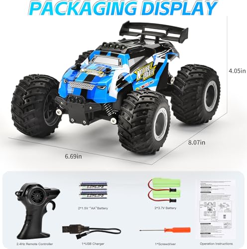 Sanherb Remote Control Car, 2.4Ghz Glow-Up Rc Cars With Body Lights & Headlights, 2 Rechargeable Batteries For 40 Min Play, 20 Km/H All Terrain Off-Road Monster Truck,Toys For Boys Kids Age 4-7 8-12 Xmas Gift thumb #7