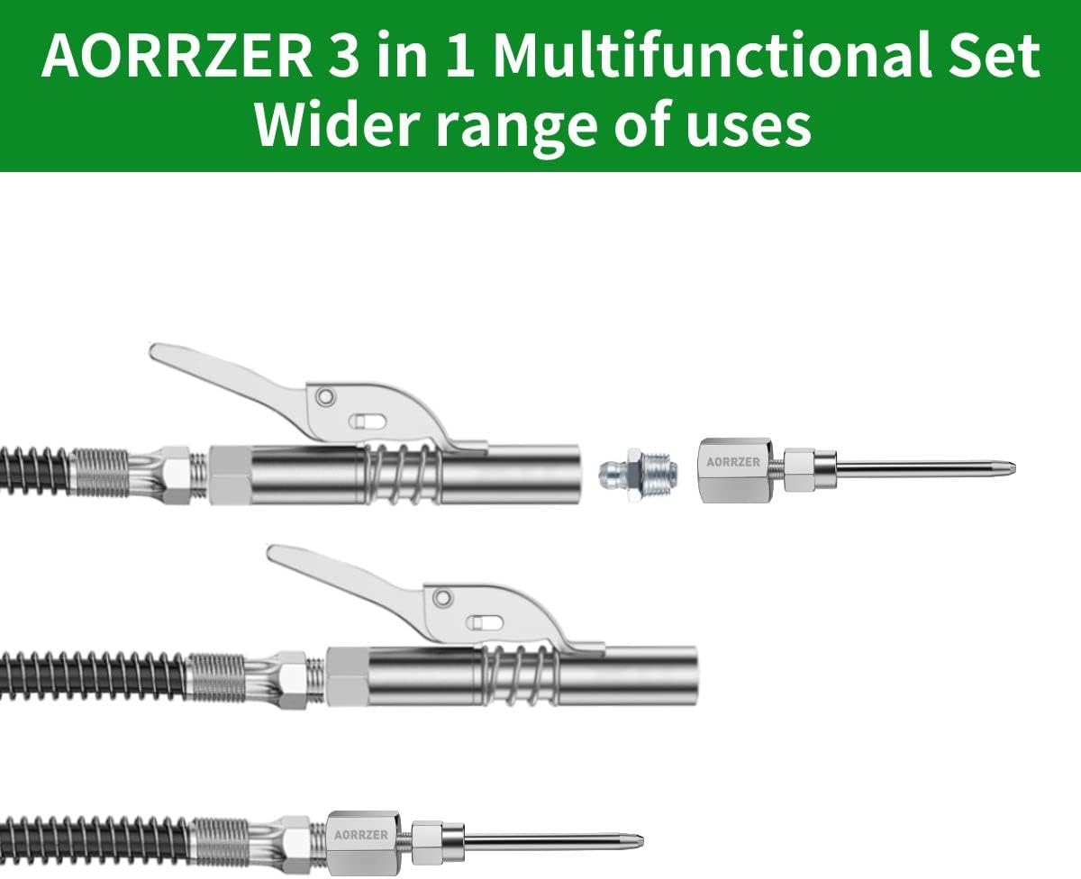 Grease Gun Needle Tip & Grease Gun Coupler Set,Upgrade Narrow Needle Dispenser for Grease Gun, Grease Zerk Fittings Compatible with All Grease Guns 1/8" NPT Threads