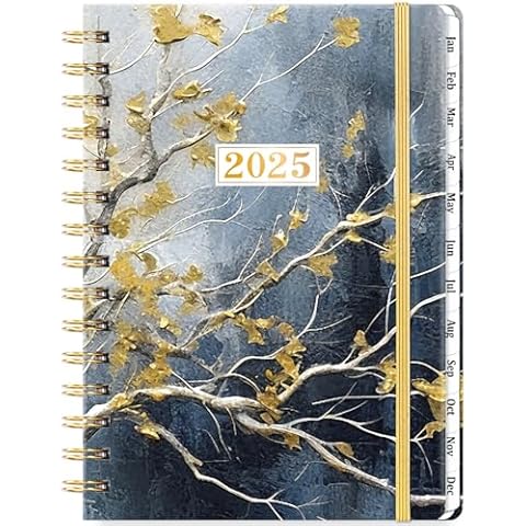2025 Planner - Weekly & Monthly Planner 2025, Jan. 2025 to Dec. 2025, 6.4" x 8.5", Calendar 2025 Planner with Sturdy Metal Ring, Elastic Closure, 12 Monthly Tabs, Back Pocket Cover