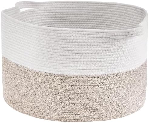 VEVOR Blanket Basket, 87L, Cotton Rope Basket, Woven Basket with ...