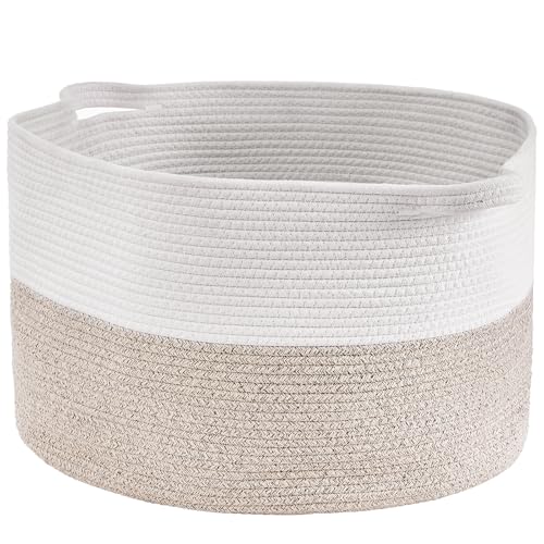 VEVOR Blanket Basket, 87L, Cotton Rope Basket, Woven Basket with ...