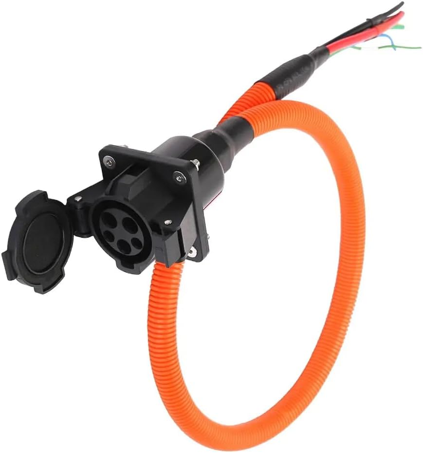 J1772 Socket-Inlet with 3.2ft/1m Cable, Type 1 EVSE Inlet with 1m Cord, 120V-240V Level 1, 16A