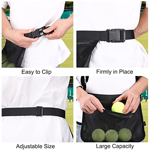 Tobwolf 2Pcs Tennis Ball Band Holder Ball Pouch, Easy Holding 8-10 Pickle Balls Or Tennis, Adjustable Tennis Ball Holder Waist Pouch, Mesh Tennis Ball Belt Pouch Pickleball Tennis Ball Holder Bag #TOP1