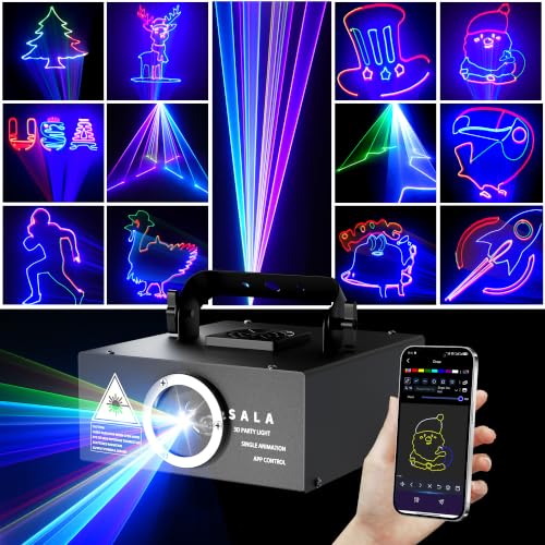 DJ Laser Light with App Control, 3D Animation Laser Projector for Party, Supports Custom Drawings...
