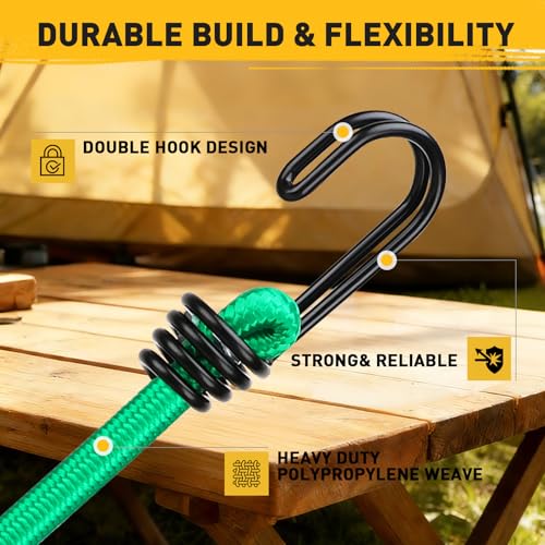 ELEAD 33 Piece Premium Bungee Cords Assortment Jar, Includes 10", 18", 24", 32", 40" Bungee Cord with Hooks, 6" Nylon Cable Ties, 8" Canopy Tarp Ball Ties and Tarp Clips by ELEAD - Image 3