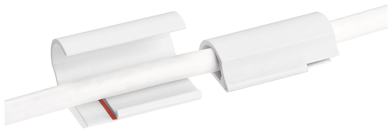 Tesa Powerstrips®, self adhesive cable clip, removable without trace, in white colour, 4 Packungen (20 Clips), 1