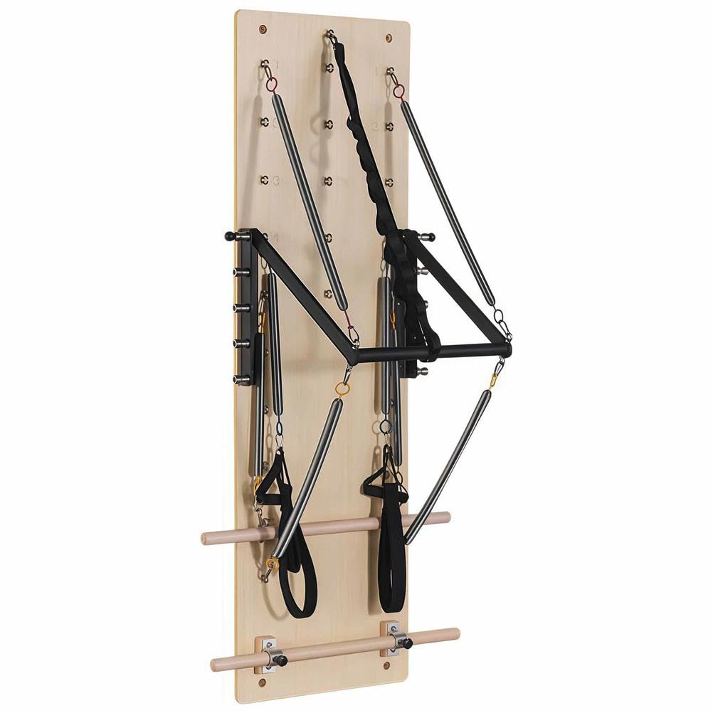 Máquina Reformer Pilates Pared, Tabla Pilates Madera Arce con Resortes Resistencia, Equipo Yoga y Fitness para Flexibilidad & Equilibrio, Gimnasio Doméstico & Studio