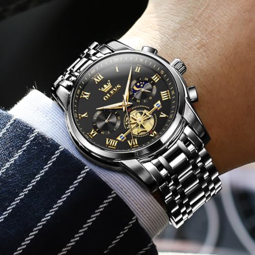 Image of OLEVS Watch Men Luxury Dress Stainless Steel Date Analog Watch Waterproof