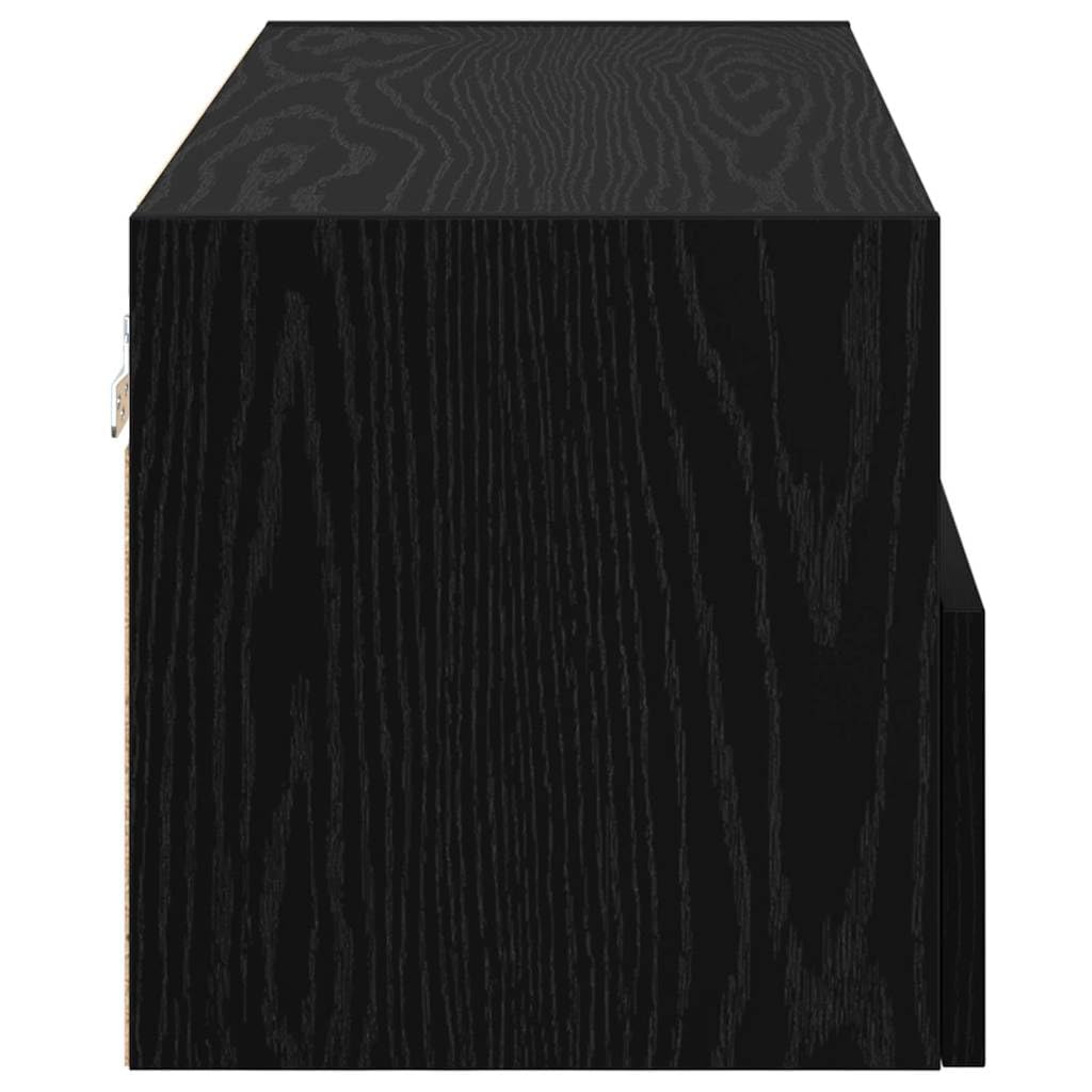 Regały ścienne do telewizora, zestaw 2 sztuk, wygląd czarnego dębu, 80 x 30 x 30 cm, pływający regał na media, do salonu, wytrzymały materiał drewnopochodny, zajmujący mało miejsca uchwyt na