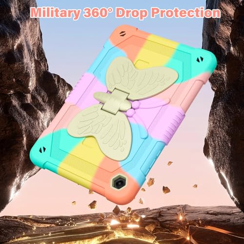 Image of Cover for Samsung Galaxy Tab A11+ Plus /A9+ Plus Case with Screen Protector, Galaxy Tab A11+ /A9+ 11 inch 2025 /2023 Released with Butterfly Stand Shoulder Strap Shockproof case for Kids Girl, Colorful