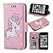 iPod Touch 6 Case, iPod Touch 5 Case, Ranyi [3D Glitter Unicorn Embossed] [Flip Magnetic Wallet] [3 Card Slot] Cute Bling PU Leather Folio Wallet Case for Apple iPod Touch 5 6th Generation (rose gold)
