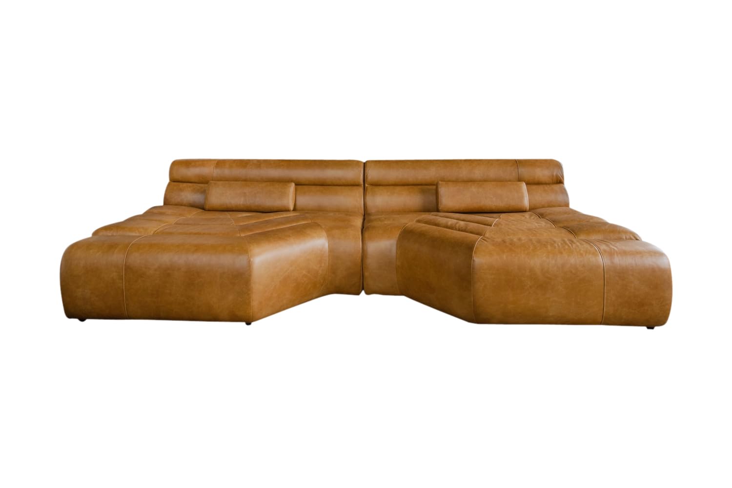 KAWOLA Tara Leder-Sofa XXL – Cognac, Wohnlandschaft mit Kissen, 286 × 76 × 143 cm