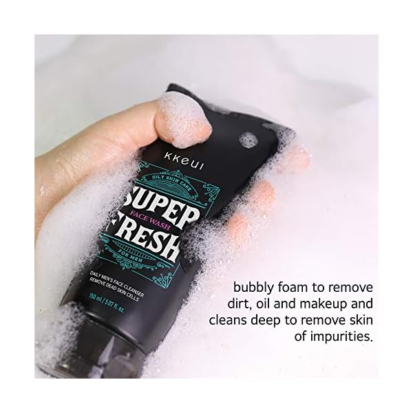 KKEUL-Korean-Skin-Care-Exfoliating-Foaming-Face-Wash-for-Men--Daily-Facial-Scrub-and-Pore-Cleanser-for-DryOily-Skin--Removes-Excess-Sebum-and-Blackheads-Helps-Shrink-Pores-with-Walnut-Shell-Powder Exfoliating Foaming Face Wash for Men, Korean Skin Care Daily Facial Scrub and Pore Cleanser, Removes Excess Sebum and Blackheads, Shrink Pores with Natural Walnut Shell Powder