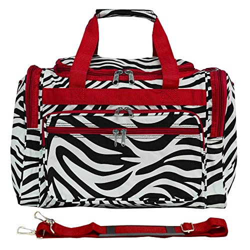 Image of World Traveler 81T16-163-R Duffle Bag, One Size, Red Trim Zebra