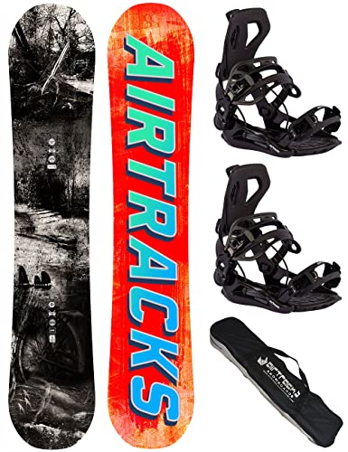 Airtracks Herren Snowboard Set Freeride Freestyle - Past&Future Hybrid Rocker Wide Snowboard 162 - Softbindung Master XL - SB Bag