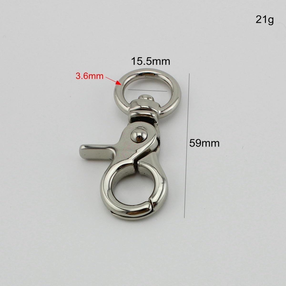 10-30 piezas 59 * 15,5 mm bolsa correa gancho hebilla metal giratorio langosta cierre DIY ganchos llavero hebillas accesorio-plata-30 piezas