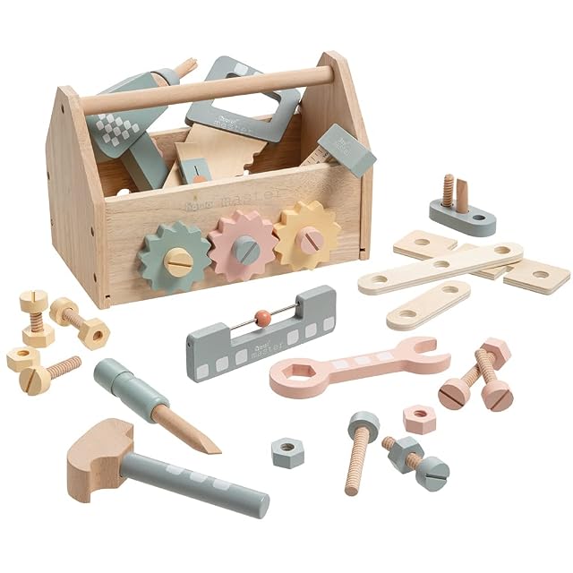 howa 4907 - Caja de herramientas para niños (madera, 45 piezas)