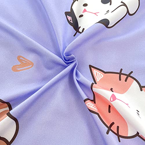 HOSIMA Purple Cats Duvet Cover King Size, Kawaii Cat Bedding Set, Durable Comforter Cover Set for Boys Girls Easy Care (No Comforter) - Image 4
