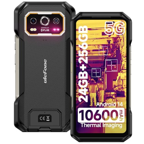Ulefone Armor 27T Pro 5G Movil Resistente, Android 14 Imágenes Térmicas Teléfono24GB+256GB 6.78' FHD+ 120Hz 50MP+64MP Visión Nocturna 10600mAh 33W 5G Dual SIM/NFC/GPS/OTG/IP69K Teléfono Impermeable