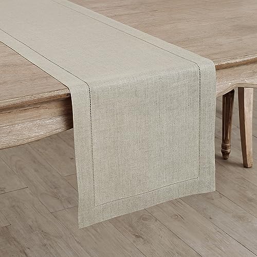 image for Solino Home Linen Natural Table Runner 72 Inches Long - 100% Pure Line