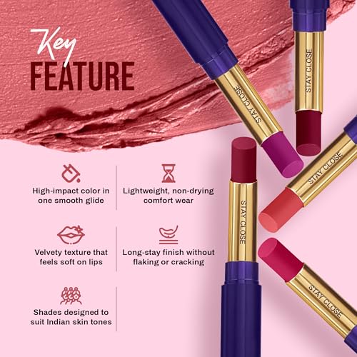 Image of Maliao Non-Transfer Waterproof Lipstick Color Stay | Long-Lasting & Smudge-Proof | Bold, Vibrant Color | Kiss-Proof & Transfer-Resistant | All-Day Wear | 611-Cerise Red, 4g