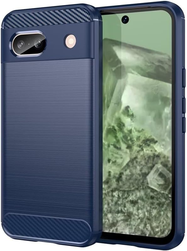 Image of NPRC Hybrid Ultra Slim Protective Case TPU Non-Slip Carbon Fiber Texture Shockproof Case Cover for Google Pixel 8A - Blue
