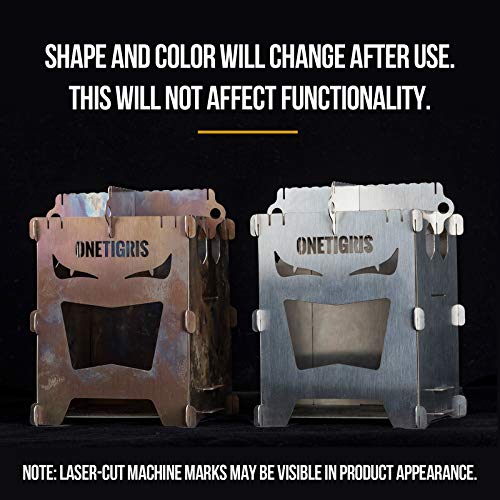 Onetigris Camping Backpacking Stove Portable Foldable Burning Wood Stove For Outdoor Hiking Picnic Bbq,Stainless Steel (Medium) #TOP4