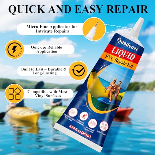 Quadence Heavy Duty Vinyl Repair Kit for Air Mattress, Waterproof Air Mattress Patch Kit Inflatable Repair Kit for PVC Boats, Raft, Kayak, Swimming Ring, Inflatable Toys, Vinyl Glue for Boats (80 ML) - image 5