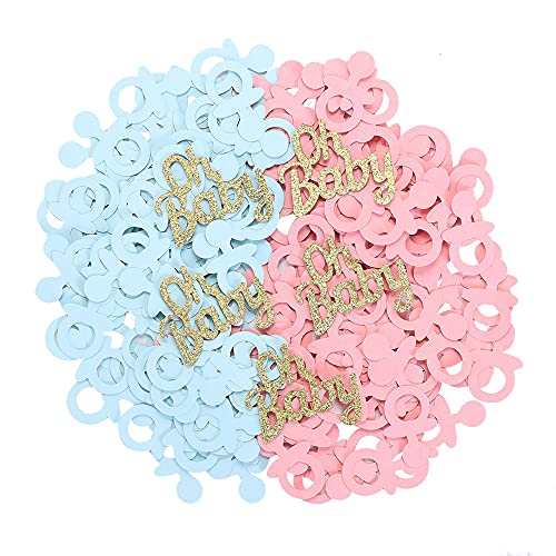Image of 220 Pcs Baby Nipples Pacifier Confetti Glitter Oh Baby Gender Reveal Pink Blue Pacifier Table Confetti for Baby Shower Gender Reveal Party Decorations by Topfunyy