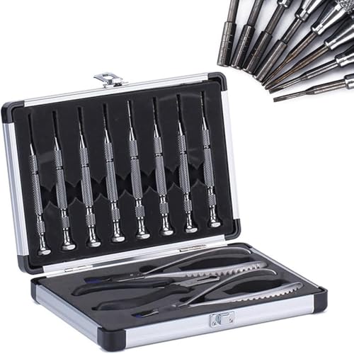 Kit de réparation de lunettes complet avec boîte de rangement et outils de précision