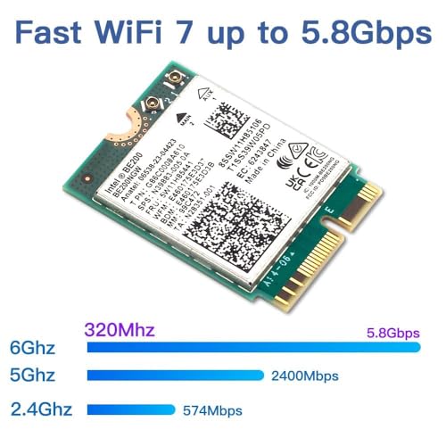 Image of New Wi-Fi 7 Intel BE200 Bluetooth 5.4 WiFi Card BE200NGW 2.4 /5 / 6 GHz 5.8 Gbps for Windows 11 PC Laptop