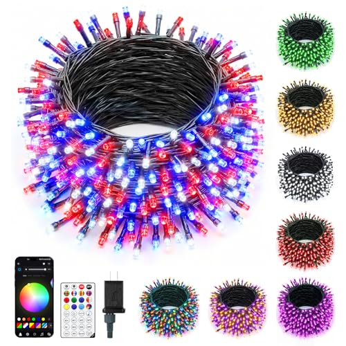 Minetom 82ft 250LED Color Changing Christmas Halloween Tree Lights, LED RGB String Twinkle Lights, 16 Milion Adjustable Colors Smart Fairy Lights with Remote & App & Timer for Xmas Tree Holiday Party