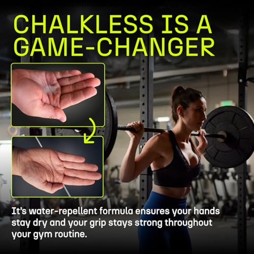 Image of Chalkless Grip Enhancer - Premium Liquid Chalk Alternative & Less Mess Hand Chalk for Weightlifting, Powerlifting, Yoga, Gaming, Climbing, and More, Non-Toxic Long-Lasting & Reliable