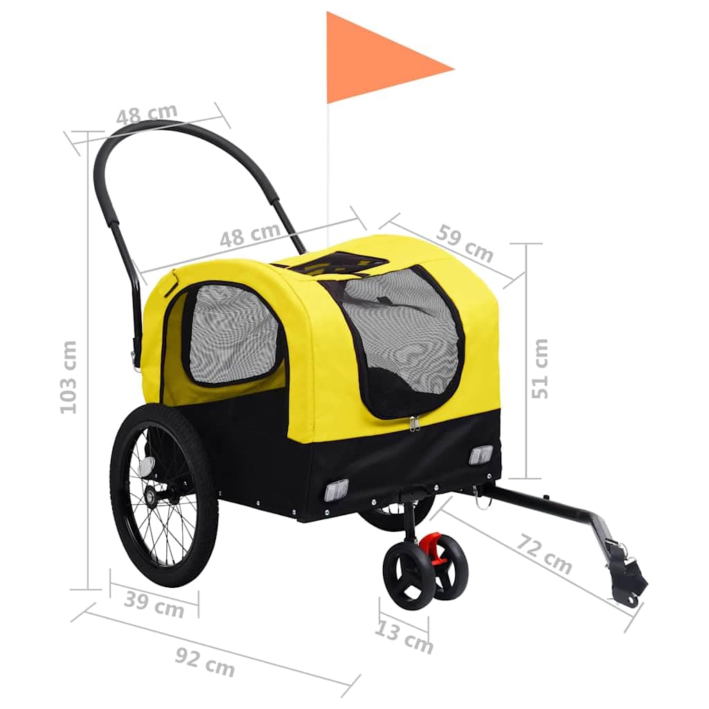 En remolque de bicicleta para perros y cochecitos, carrito de mascotas de tela Oxford con marco de acero, rueda delantera de grado, acoplamiento rápido, plegable para paseo, ciudad y parque