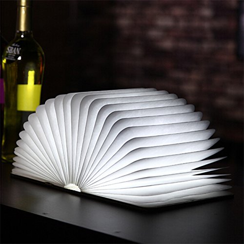 Paramount City Paracity Pieghevole in Legno LED Luce Notturna a LED e LED Pieghevole Libro Lampada, Light Art, luci Decorative, Lampada da Tavolo/Parete Magnetico Cool White