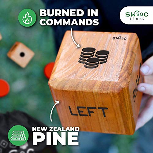 Swooc Games - Giant Right Center Left Dice Game (All Weather) With 24 Large Chips & Carry Bag - Jumbo Wooden Lawn Game - Big Backyard Game For Family - Indoor / Outdoor #TOP3
